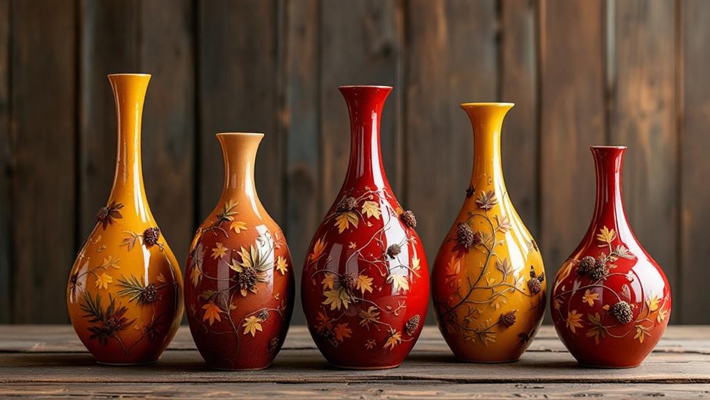 fall themed decorative vases