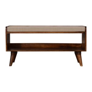 Chestnut Bench with Mud Linen Seat Pad