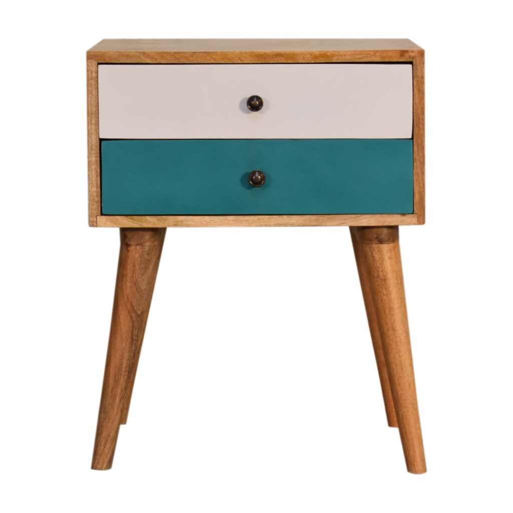 Teal Modern Solid Wood Bedside