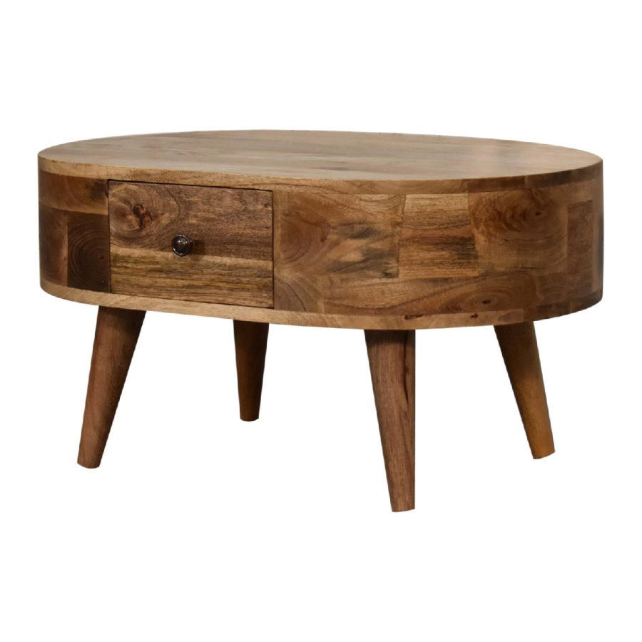 Mini Oak-ish Rounded Coffee Table - Image 2