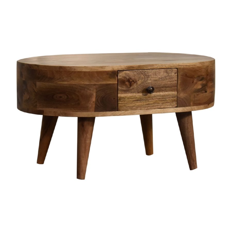 Mini Oak-ish Rounded Coffee Table - Image 3