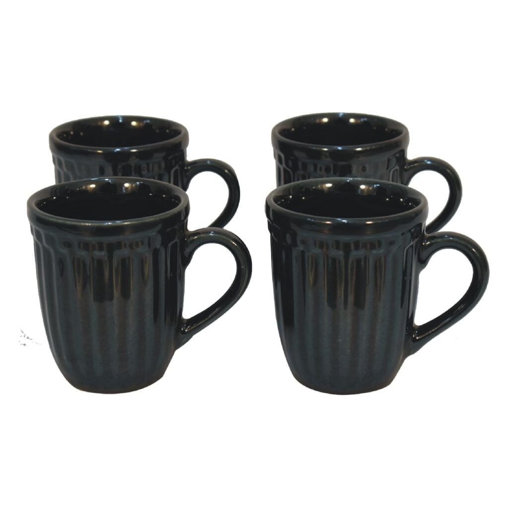 in3105 black ribbed mug set of 4