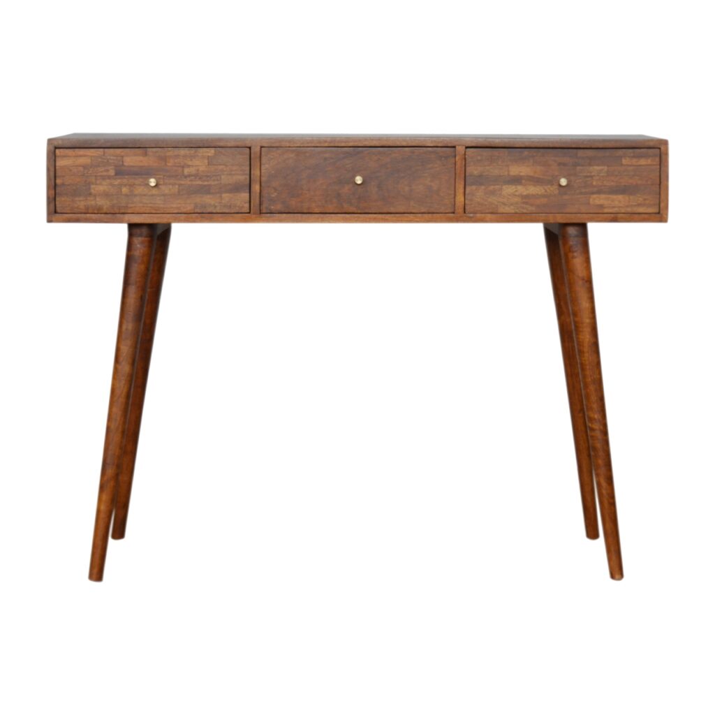 in1002 3 drawer assorted chestnut console table