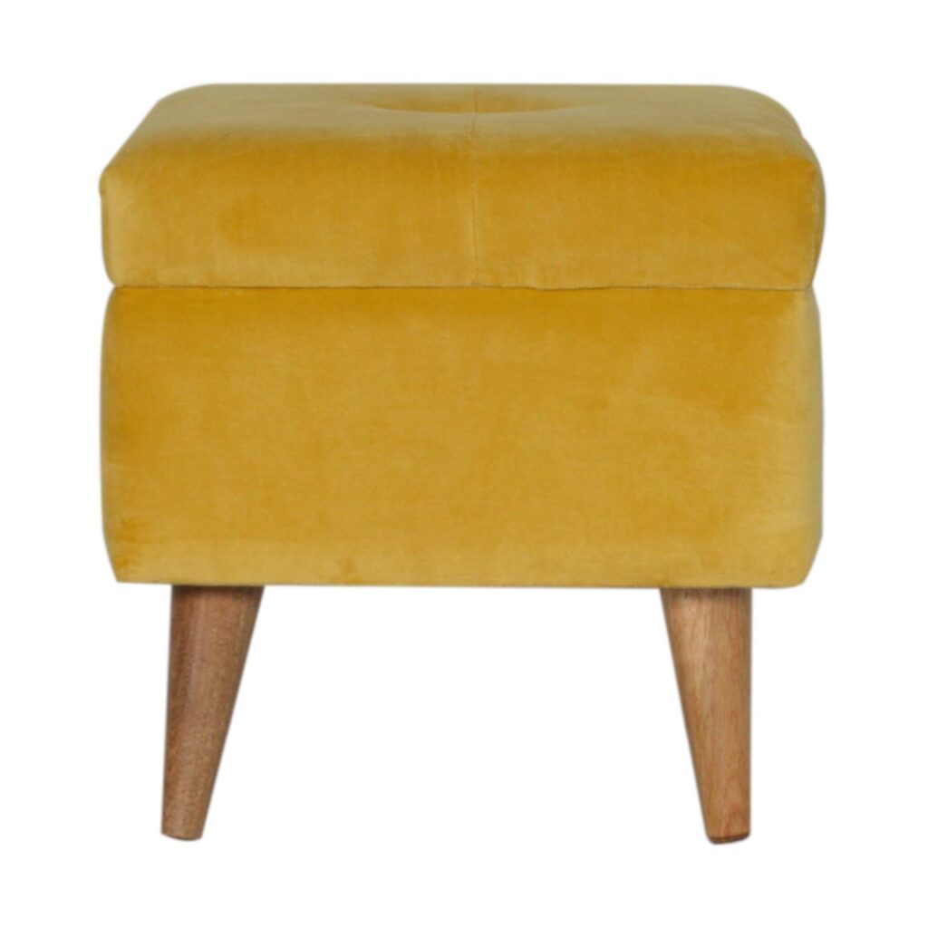 in1397 mustard velvet storage footstool