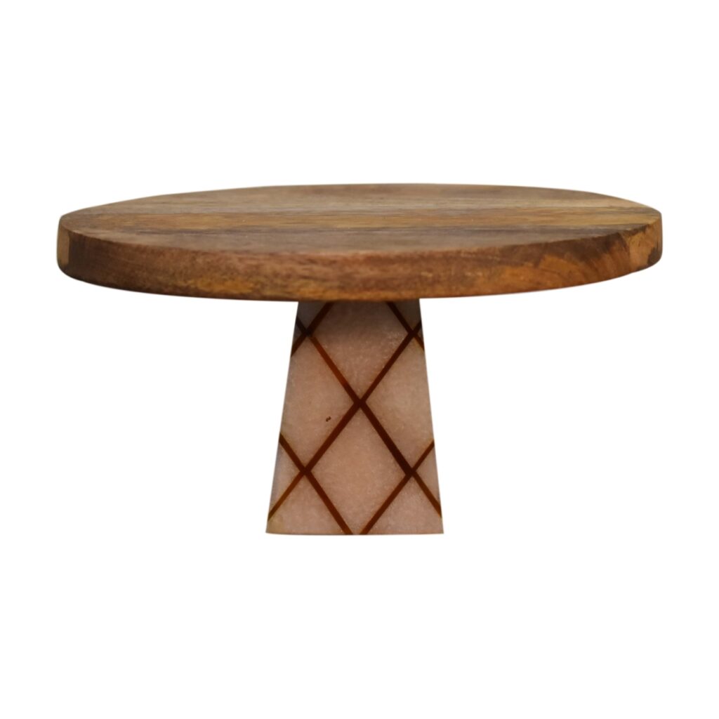 in1626 oak ish cross base resin cake stand