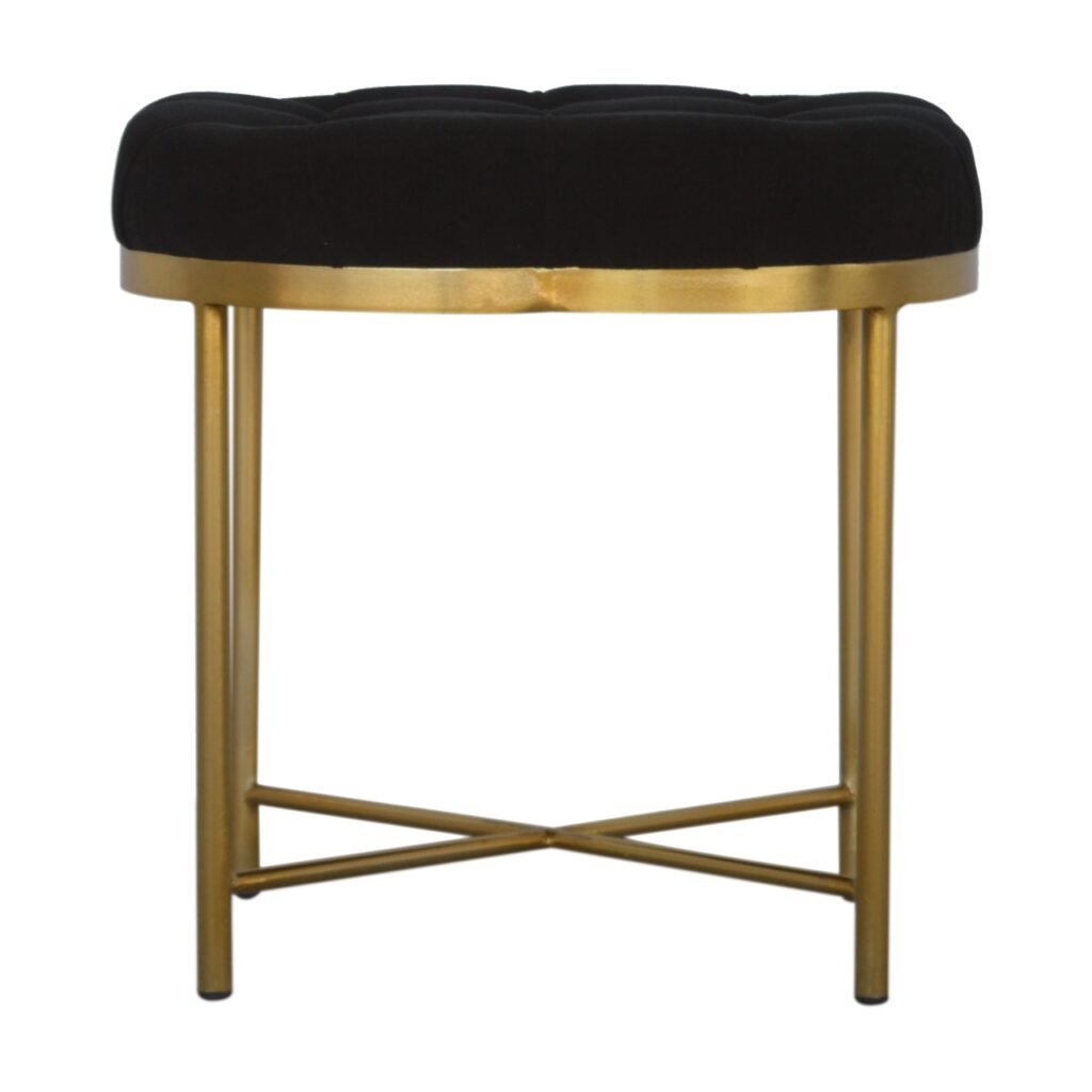 in1670 clover black velvet footstool