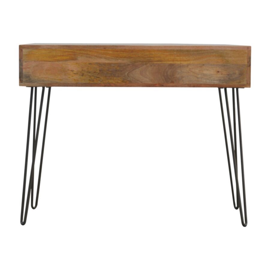 in236 solid wood 2 drawers console table with iron base
