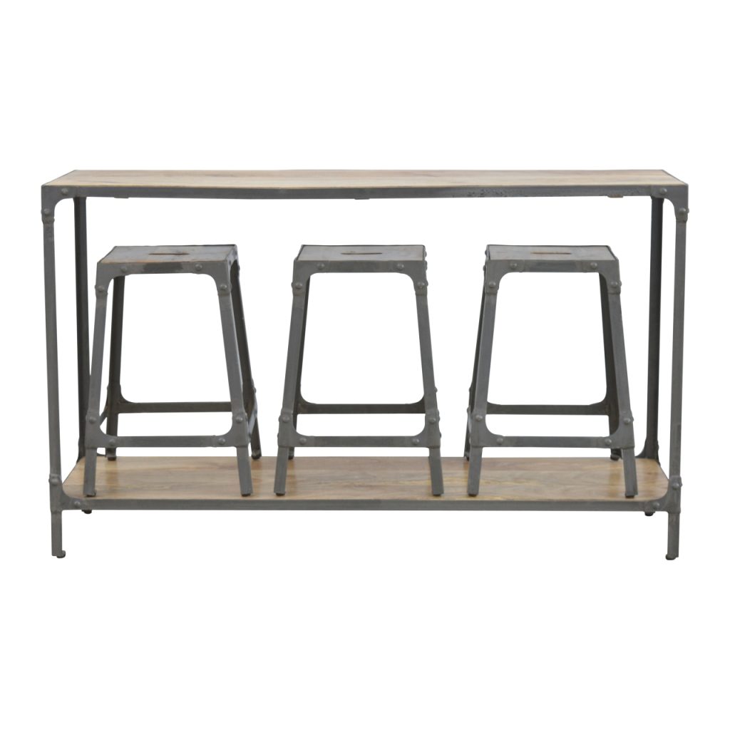 in253 hallway console table with 3 nesting stools