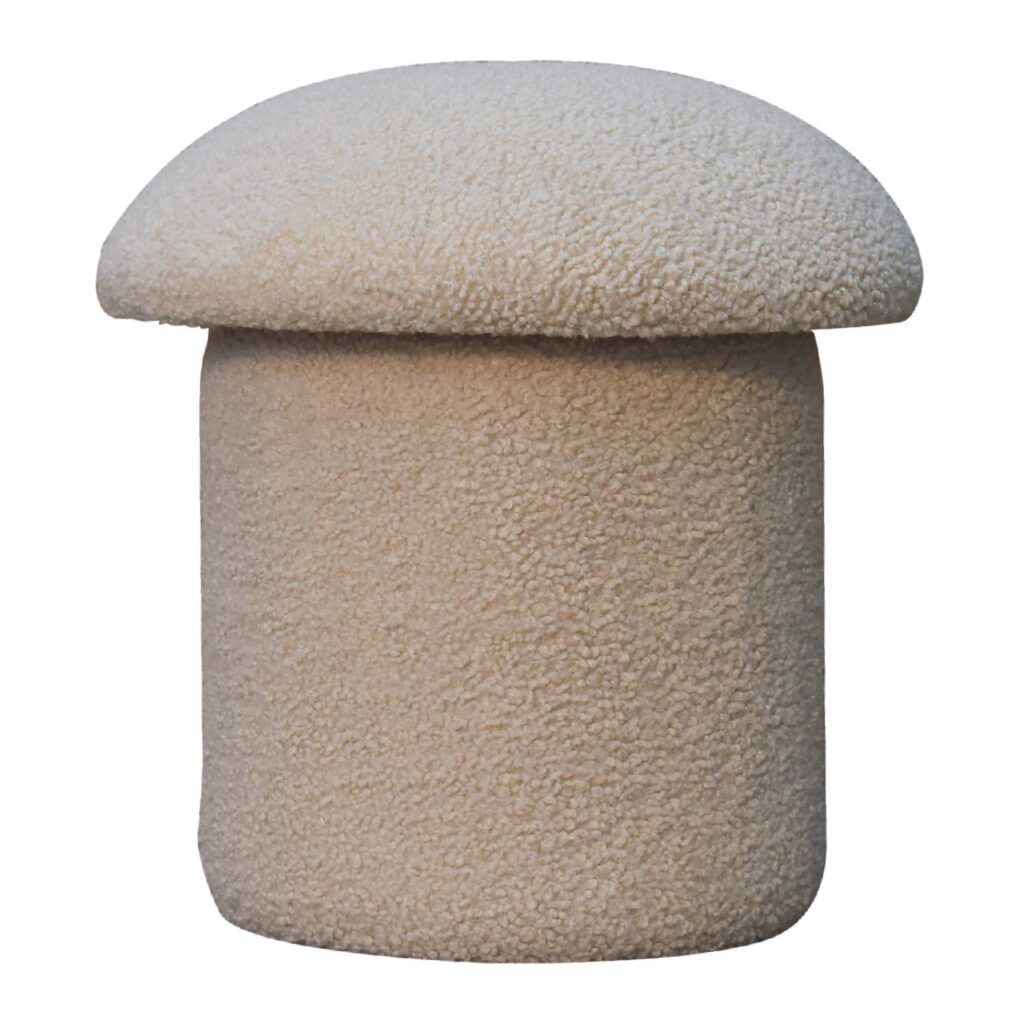 in3479 cream boucle mushroom footstool