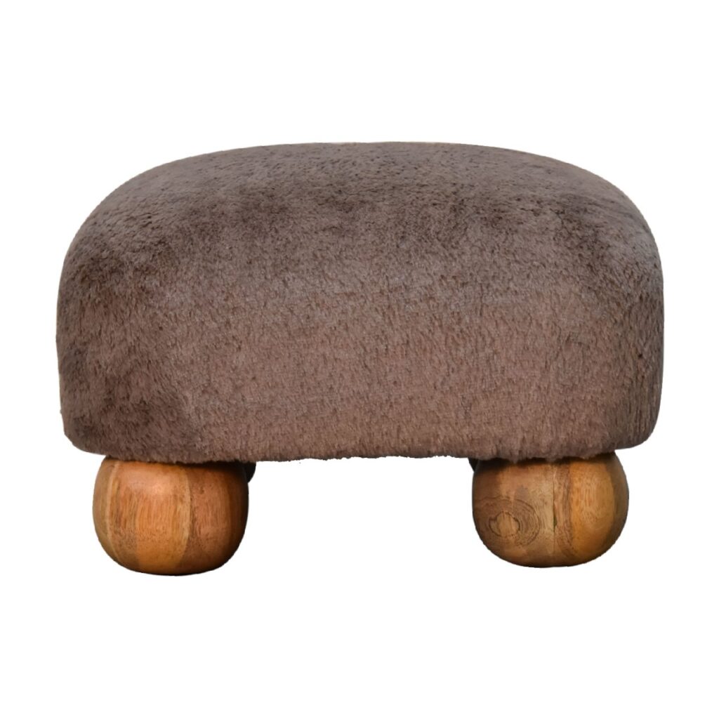 in3483 mocha faux fur nordic footstool