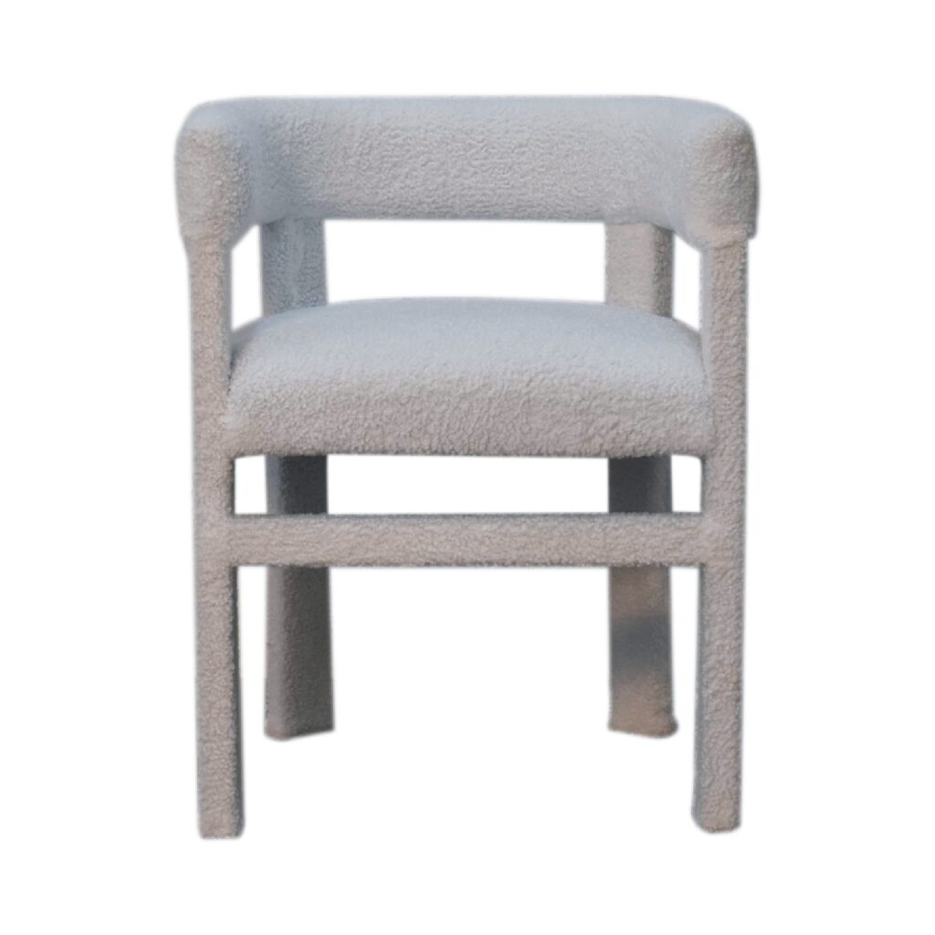 in3484 white boucle occassional chair