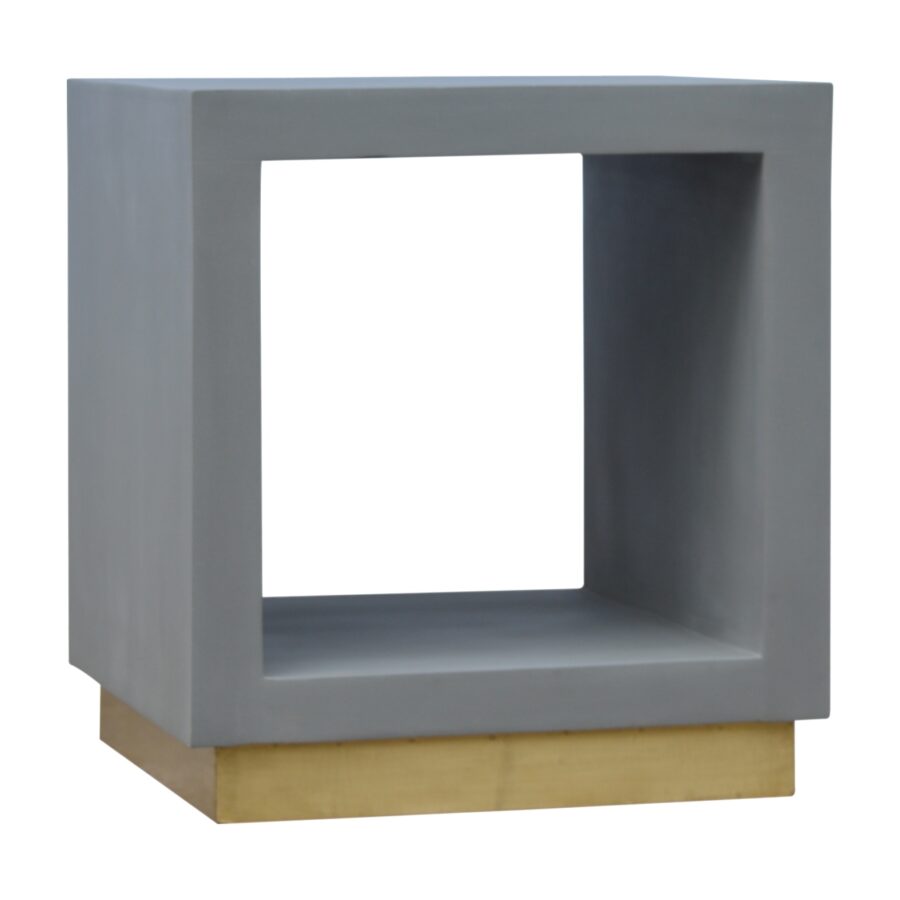 in479 cement cube bedside table with golden base