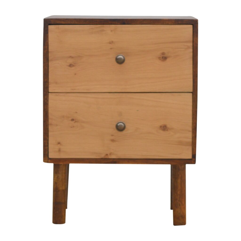 in544 solid wood 2 drawer bedside with 2 oak wood front drawer fronts