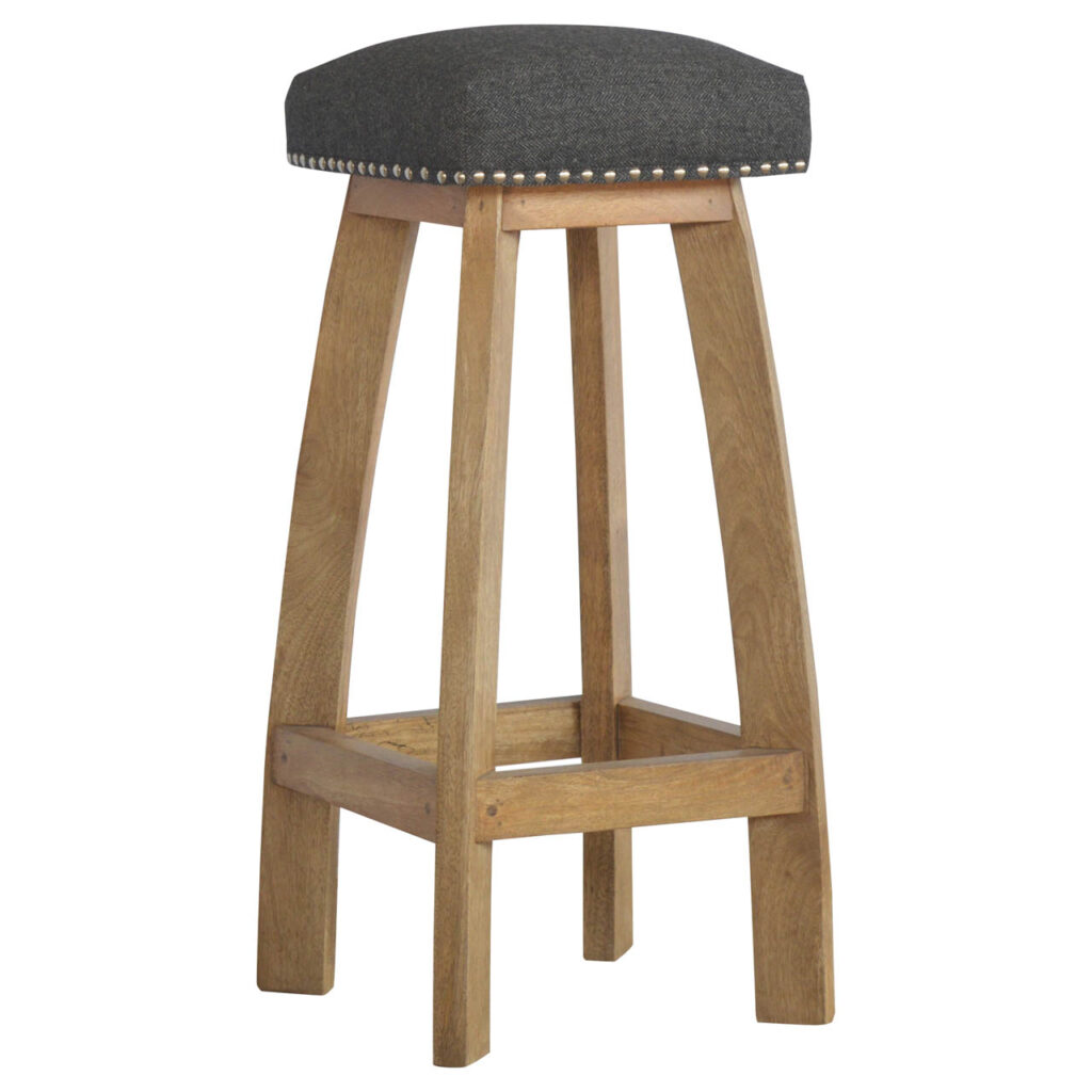 black tweed studded bar stool