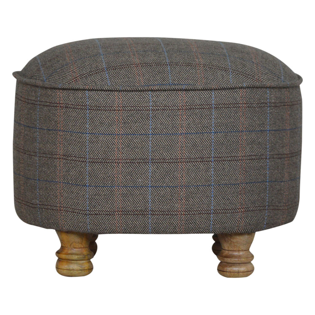 oval multi tweed foot stool