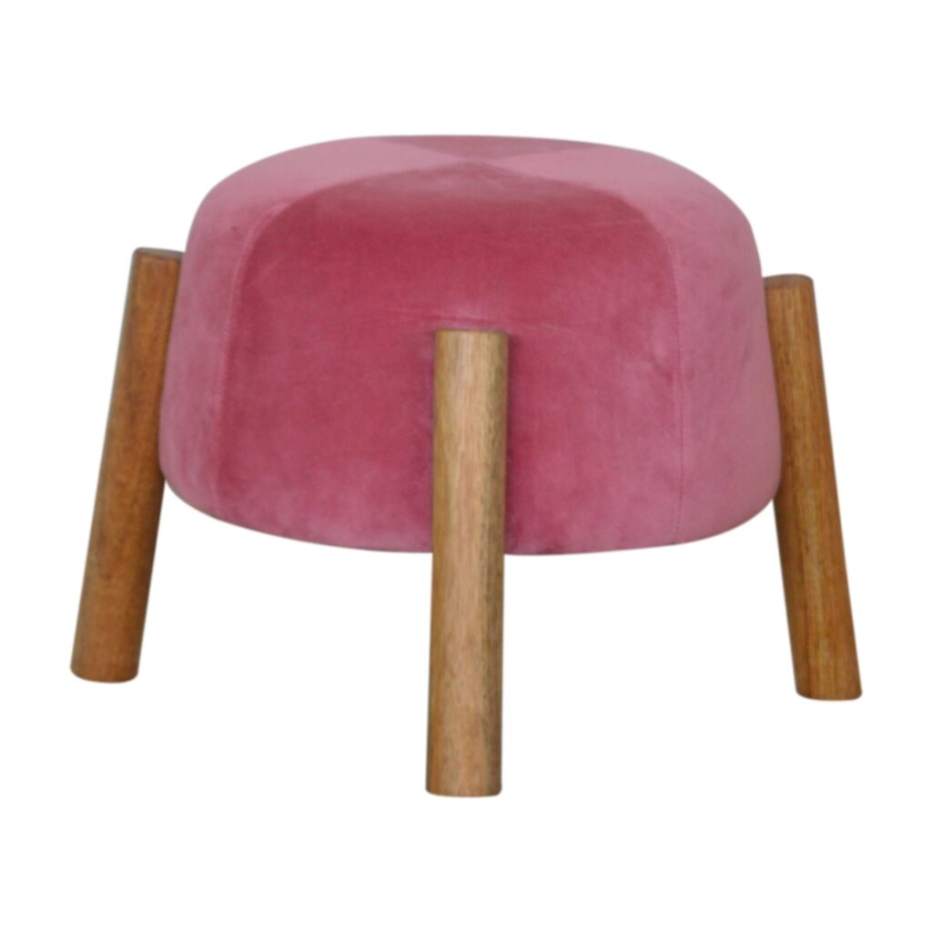 in1311 pink velvet cone footstool