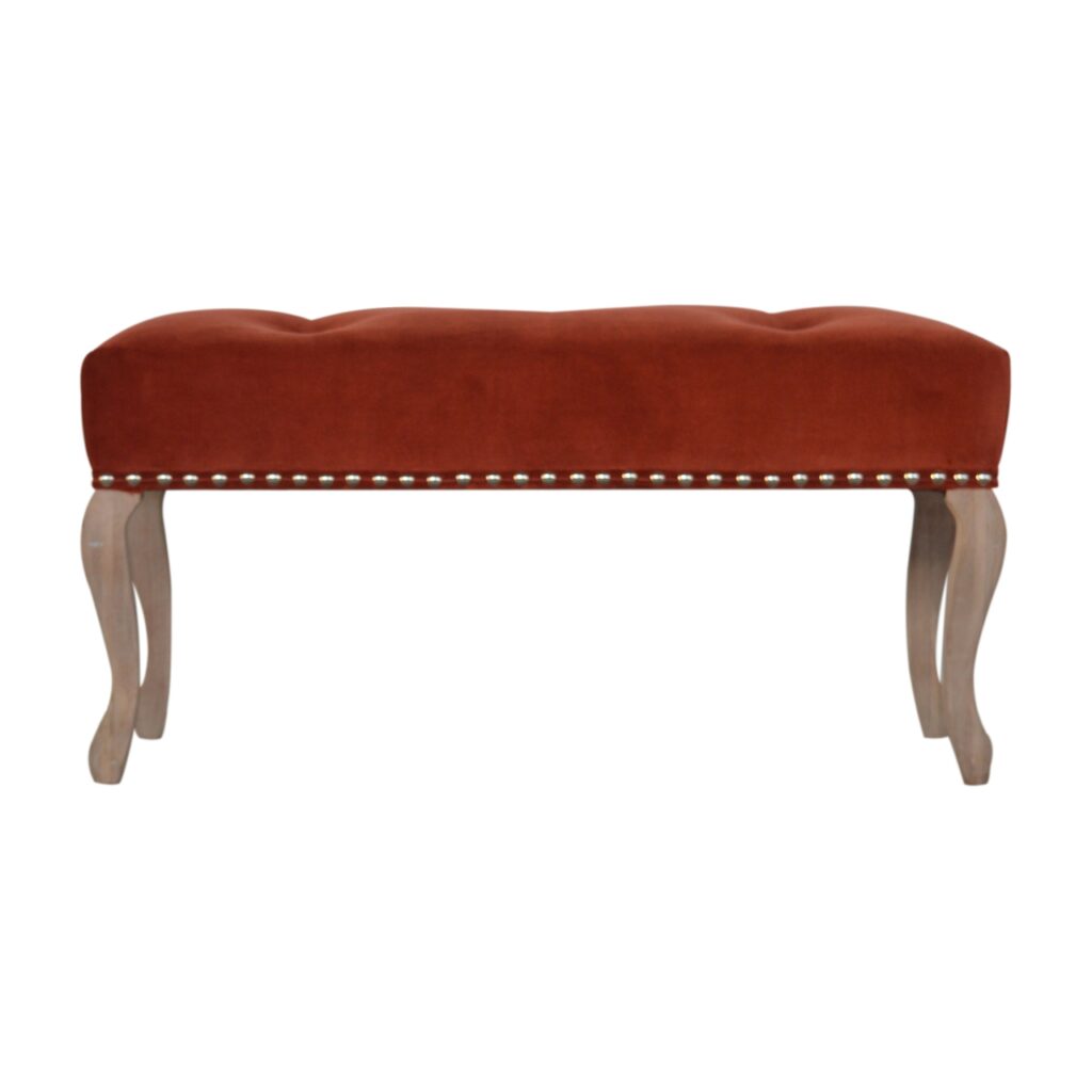 in1392 french style rust velvet bench