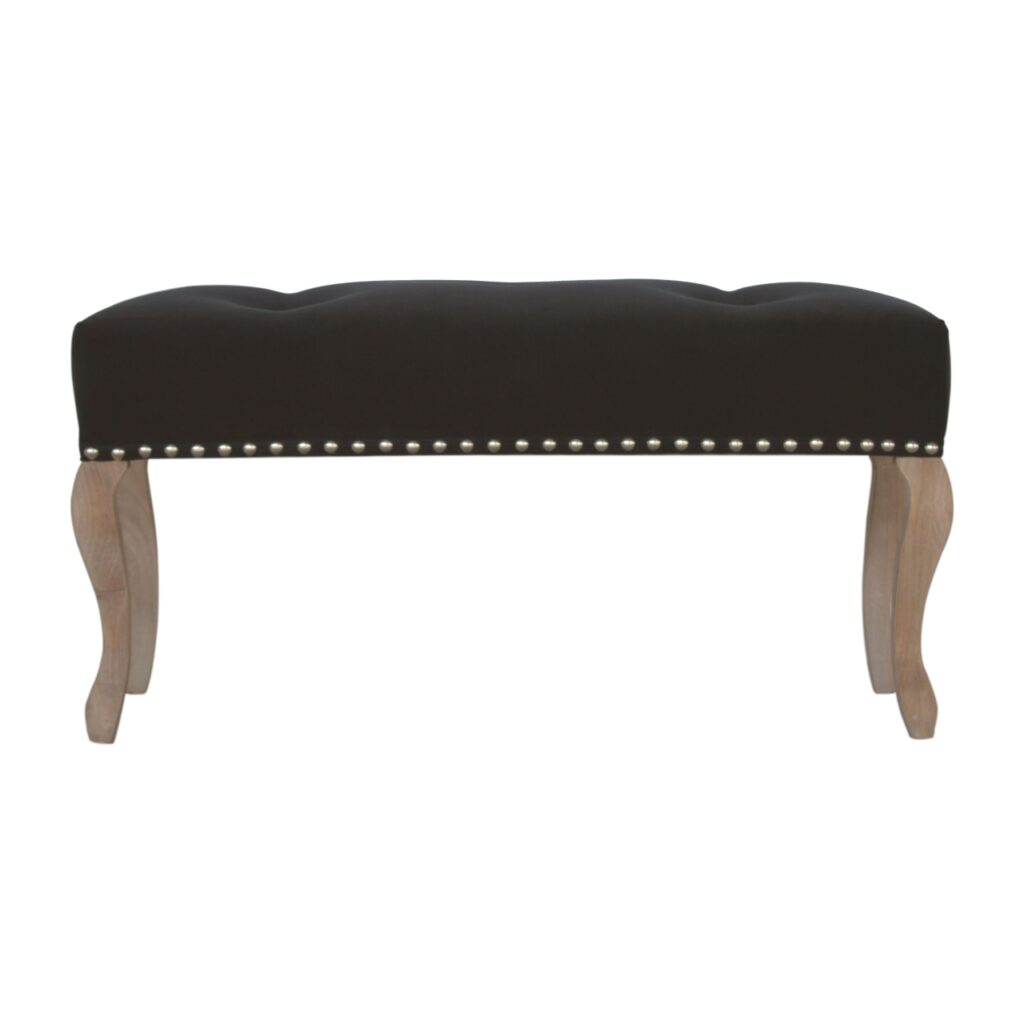 in1393 french style black velvet bench