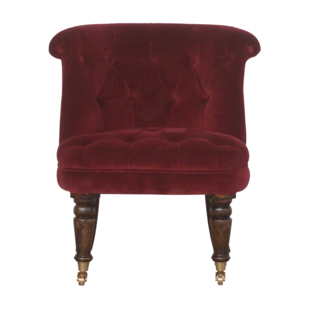 in1454 wine red velvet accent chair