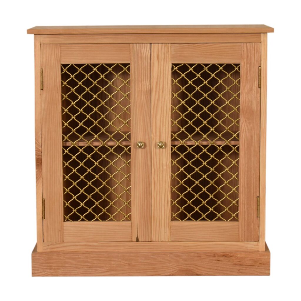 in1605 caged oak ish cabinet