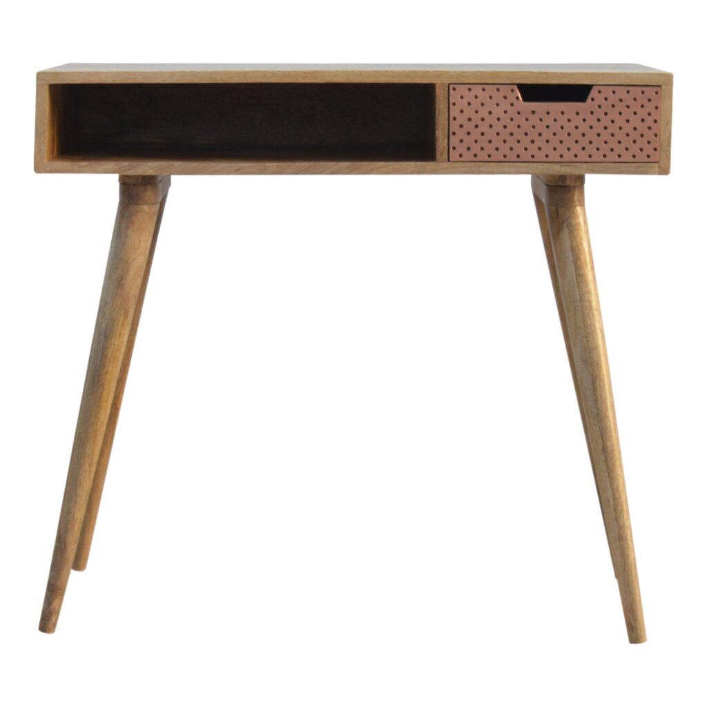 perforated copper writing desk