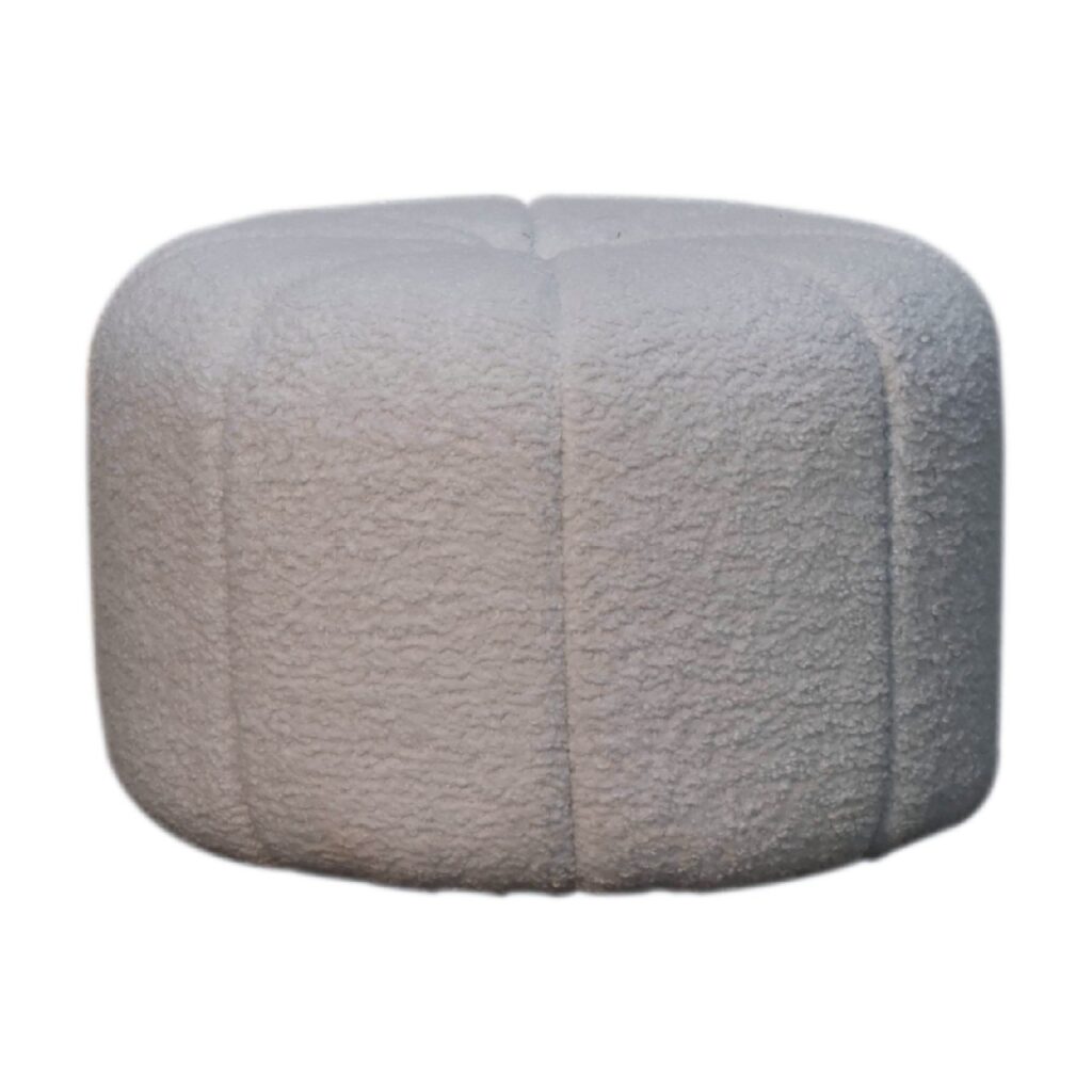 in3530 white boucle circus footstool