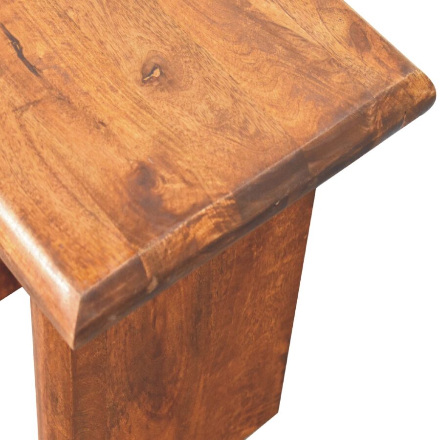Close-up of wooden table corner detail