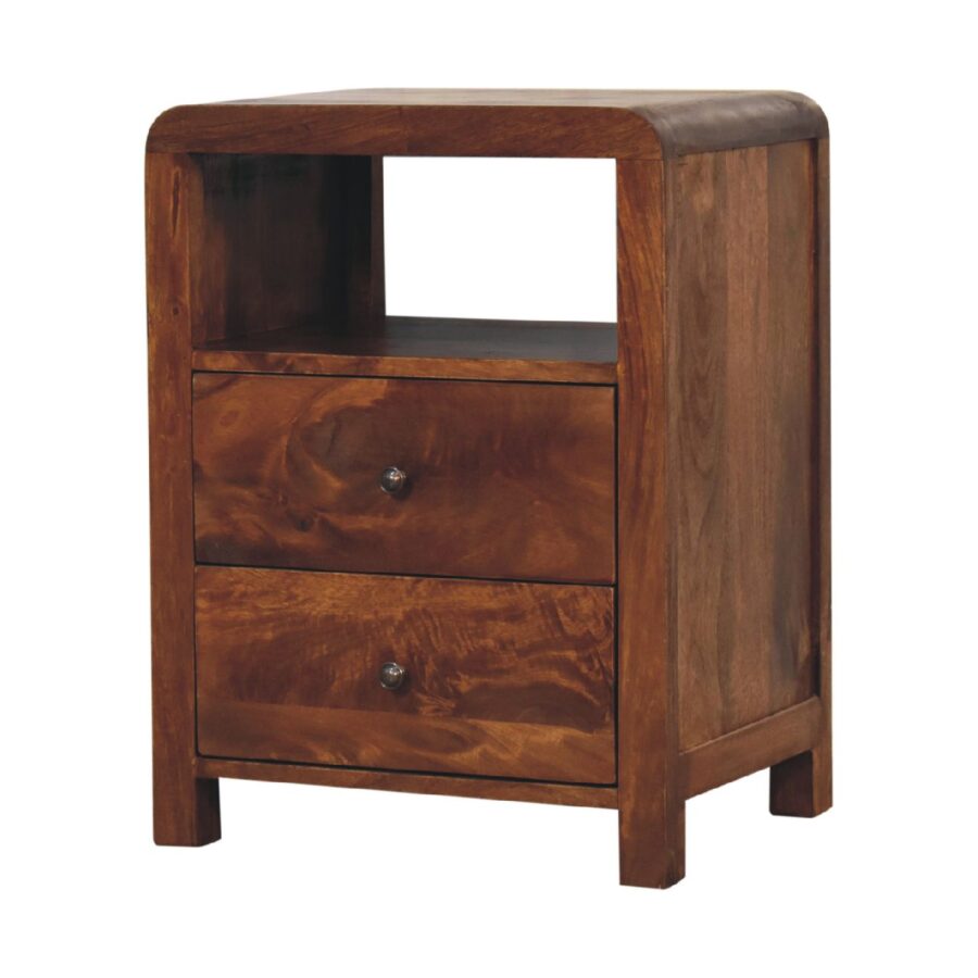 Wooden bedside table with two drawers