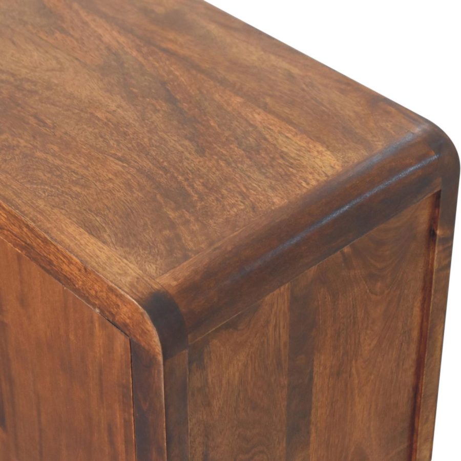 Wooden table corner detail.