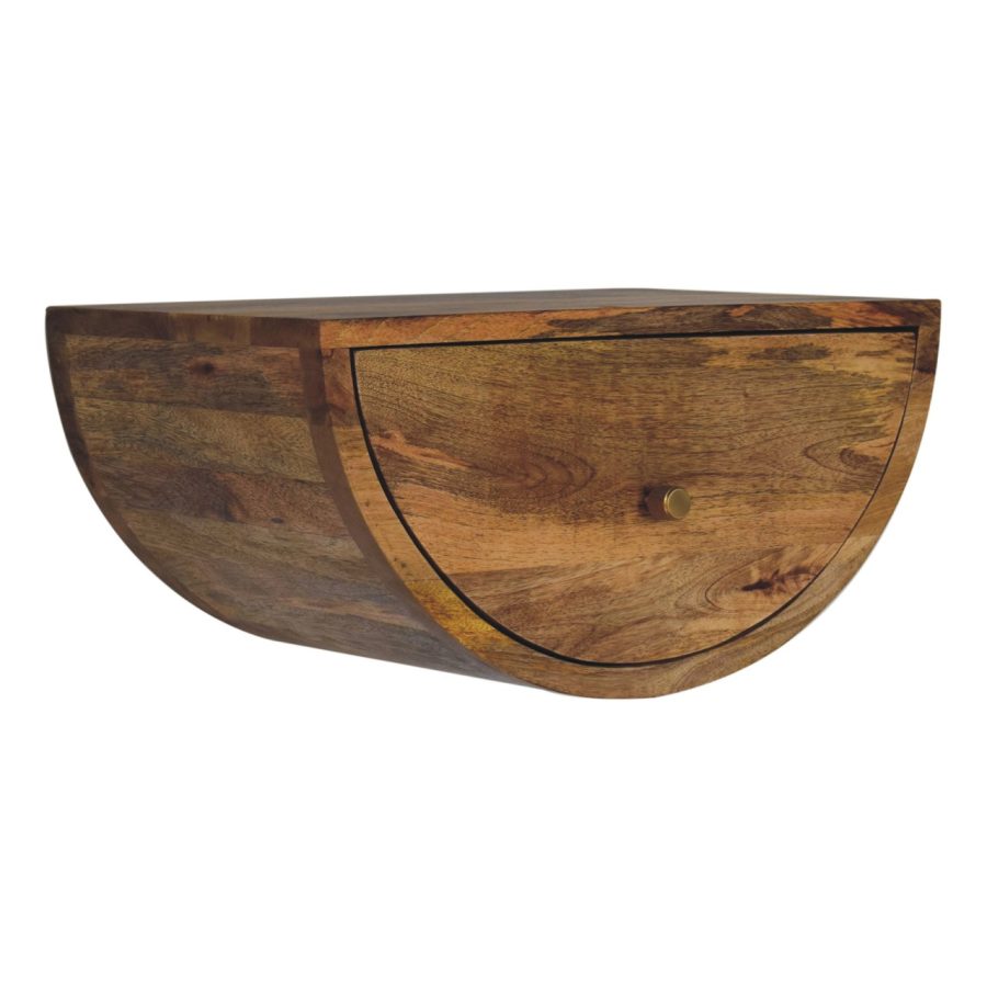 Semi-circular wooden wall-mounted drawer