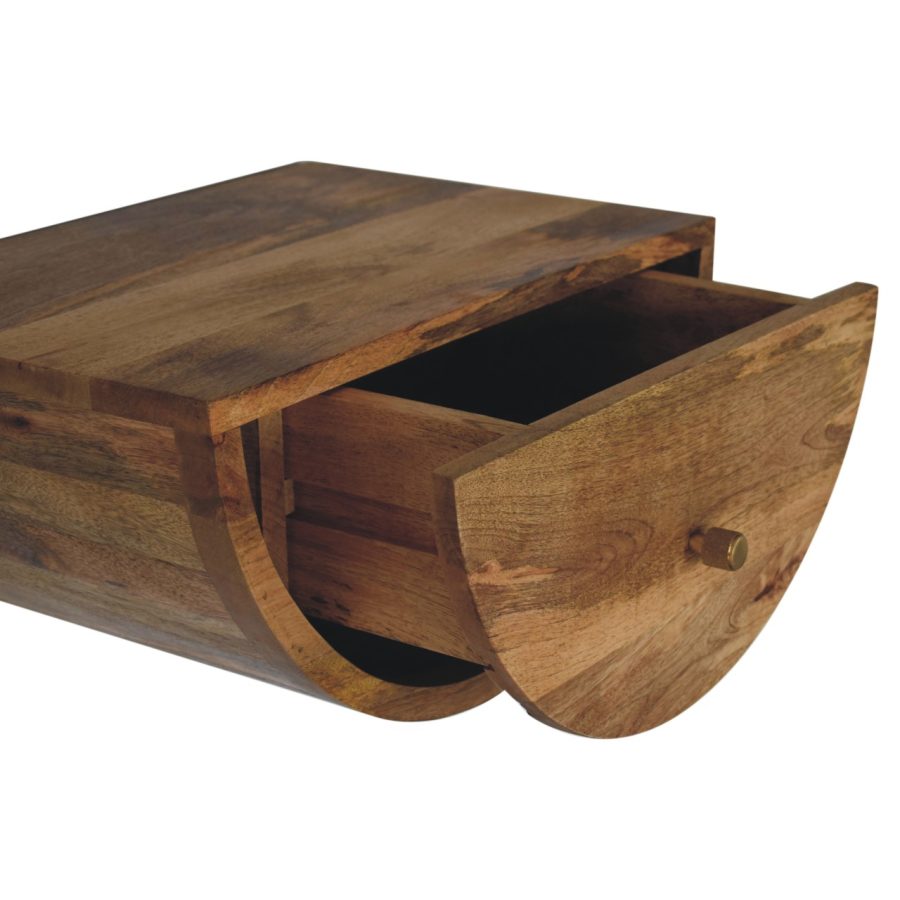 Wooden storage box with open drawer