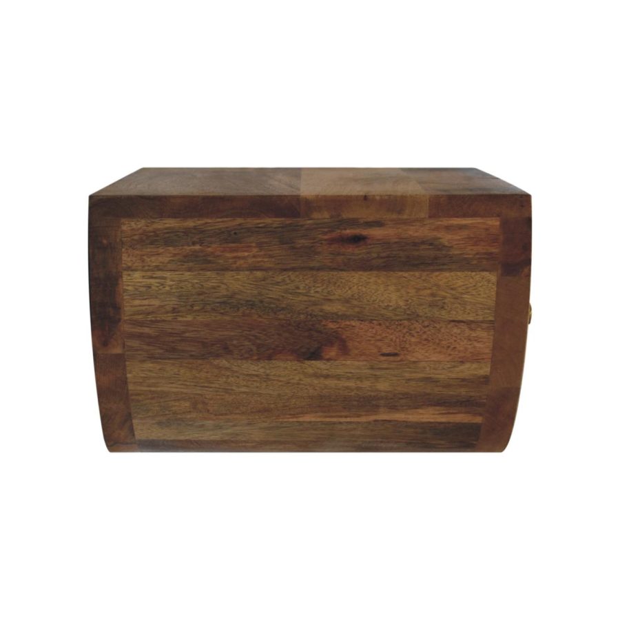 Wooden storage box on white background.