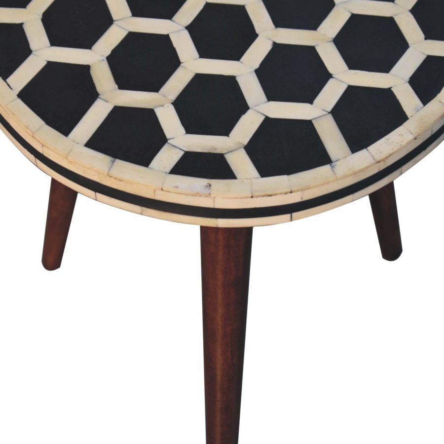 Bone Inlay Tripod Stool With Honey Caramel Finish - Image 4