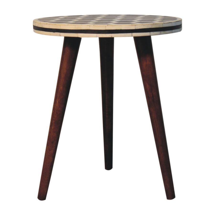 Bone Inlay Tripod Stool With Honey Caramel Finish - Image 8