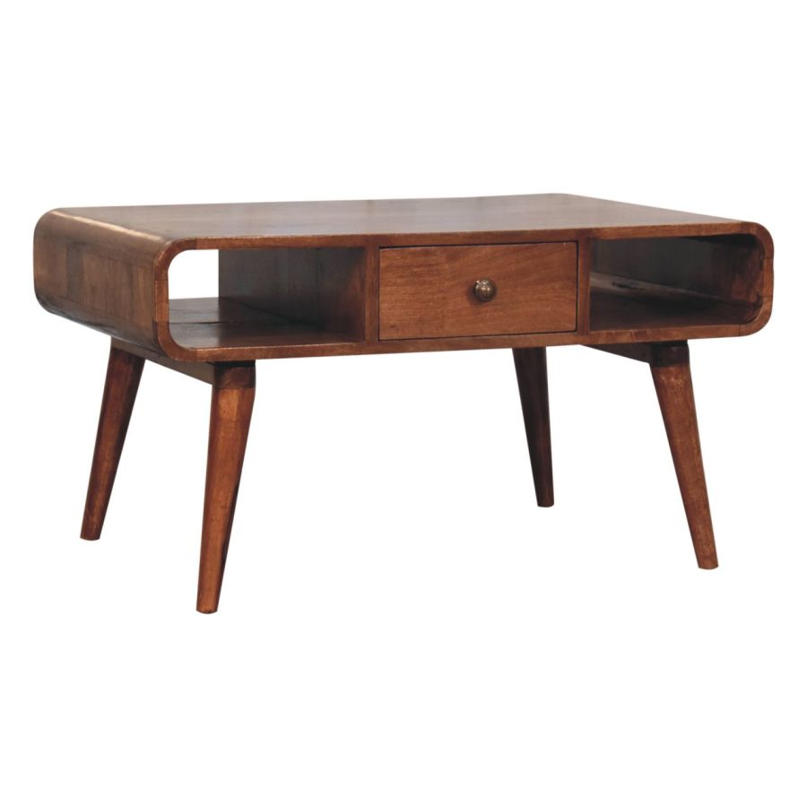 Curved Honey Caramel Coffee Table - Image 4