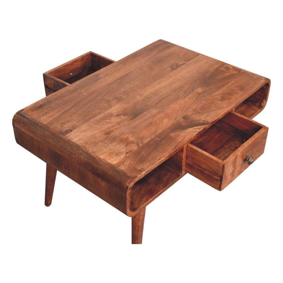 Curved Honey Caramel Coffee Table - Image 7