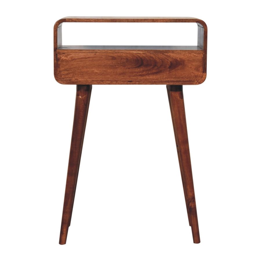 Mini Curved Honey Caramel Console Table - Image 10