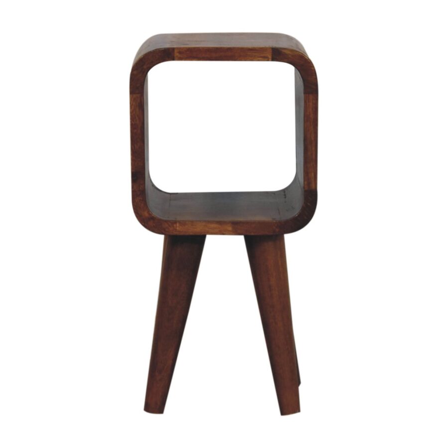 Extra Mini Minimalist Open Curved Chestnut Bedside - Image 2