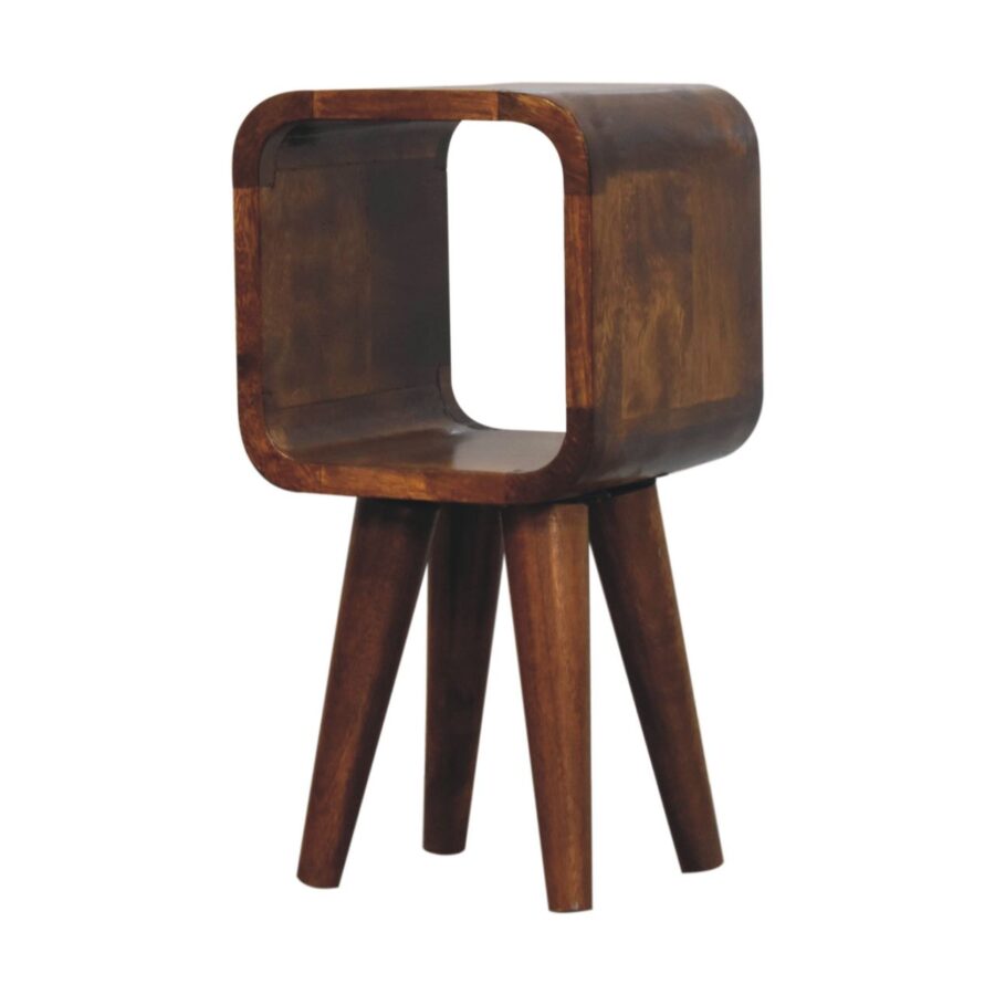 Extra Mini Minimalist Open Curved Chestnut Bedside - Image 3