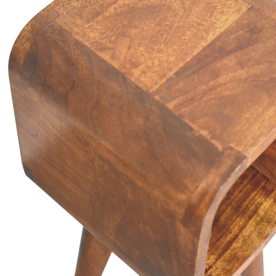 Extra Mini Minimalist Open Curved Chestnut Bedside - Image 7