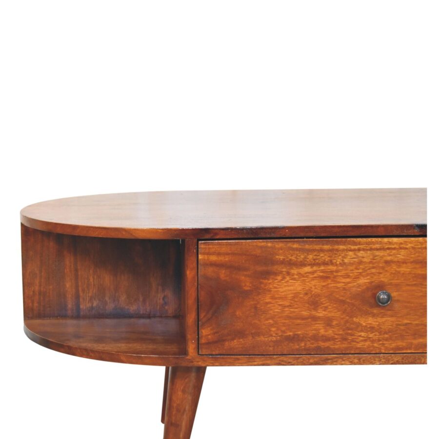 Chestnut Oval Coffee Table with 1 Drawer - Image 5