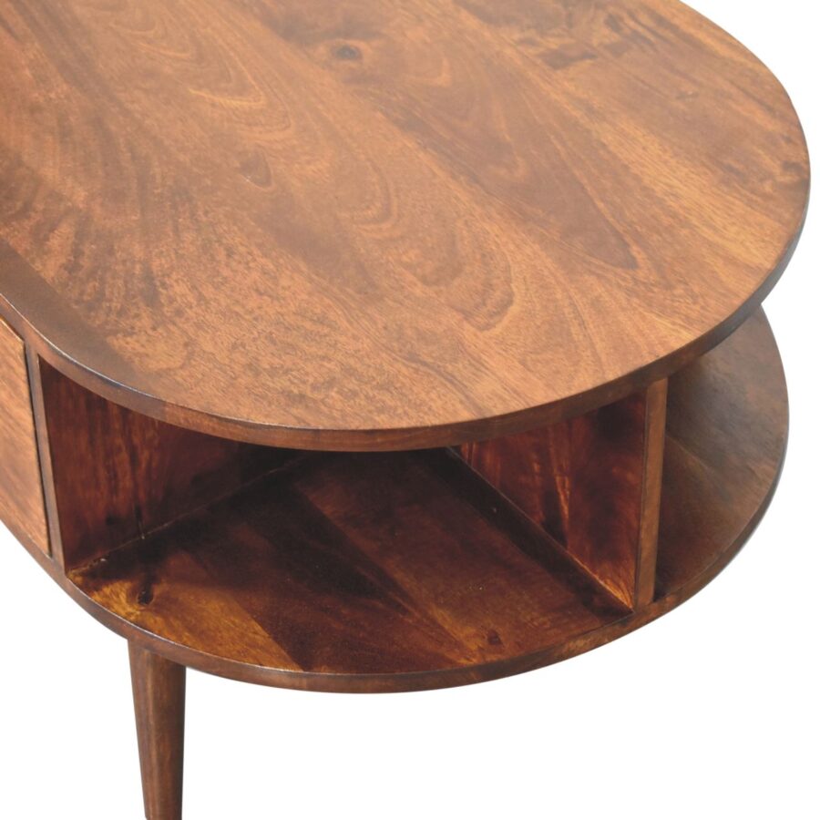 Chestnut Oval Coffee Table with 1 Drawer - Image 6