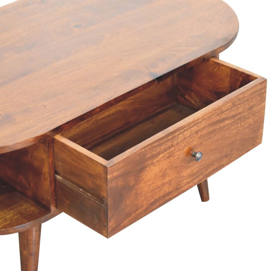 Chestnut Oval Coffee Table with 1 Drawer - Image 8