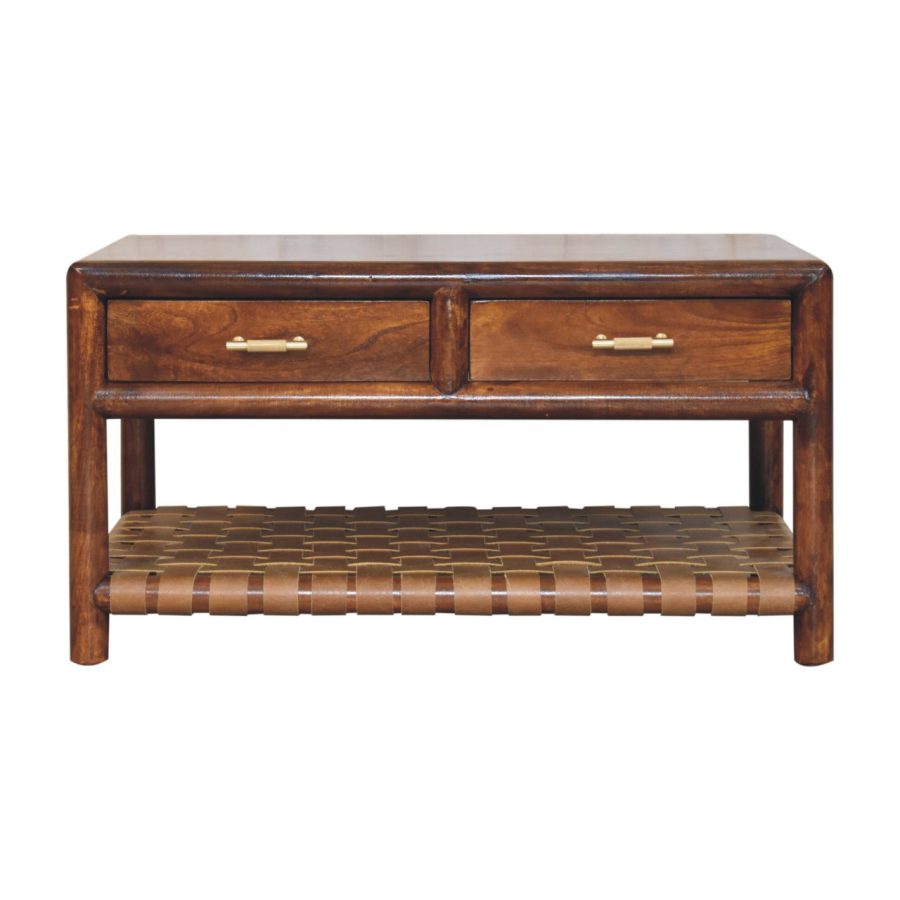 Regency Woven Console Table with 2 drawers