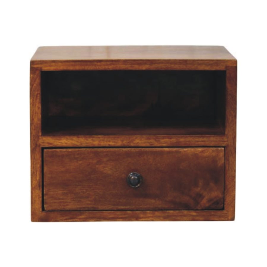 Solis 1-Drawer Chestnut Wall Mounted Nightstand