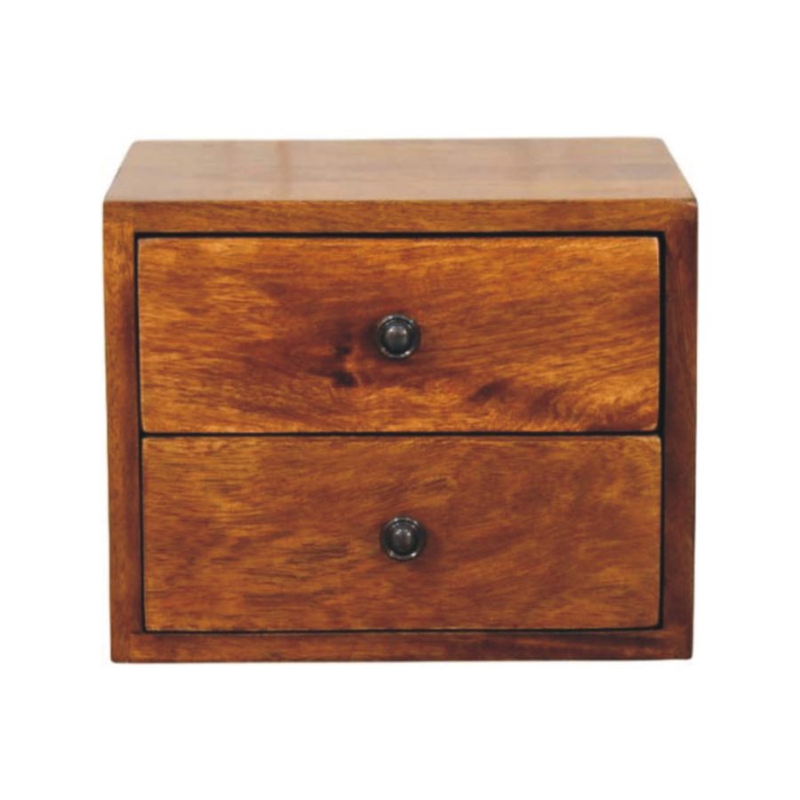 Solis 2-Drawer Chestnut Wall Mounted Nightstand