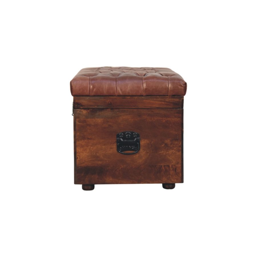 Brown Buffalo hide leather Storage Trunk - Image 10