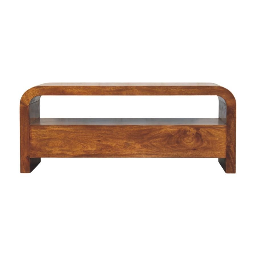 Darcy 3 drawer Open Shelf Chestnut Media unit - Image 10